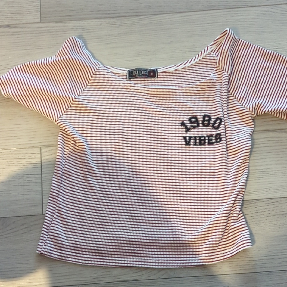 Striped Crop Top - Red and White